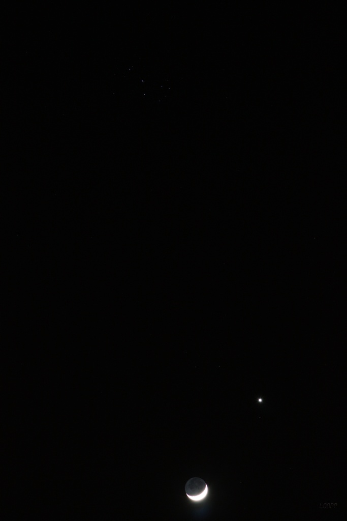 26032012_ksiezyc_wenus_plejady.JPG - 26.03.2012 koniunkcja - Księżyc, Wenus, Plejady